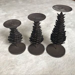 Metal pine cone candleholders